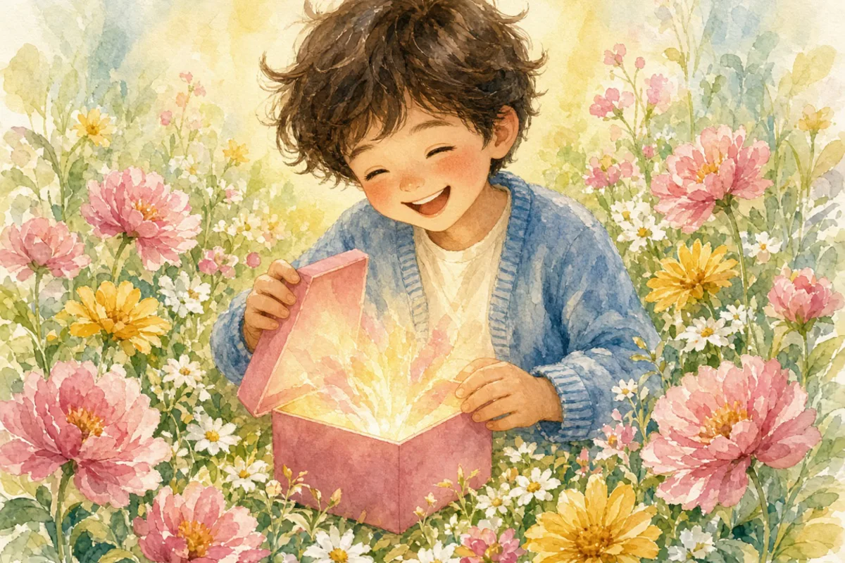 插画：心花怒放，形容极其高兴