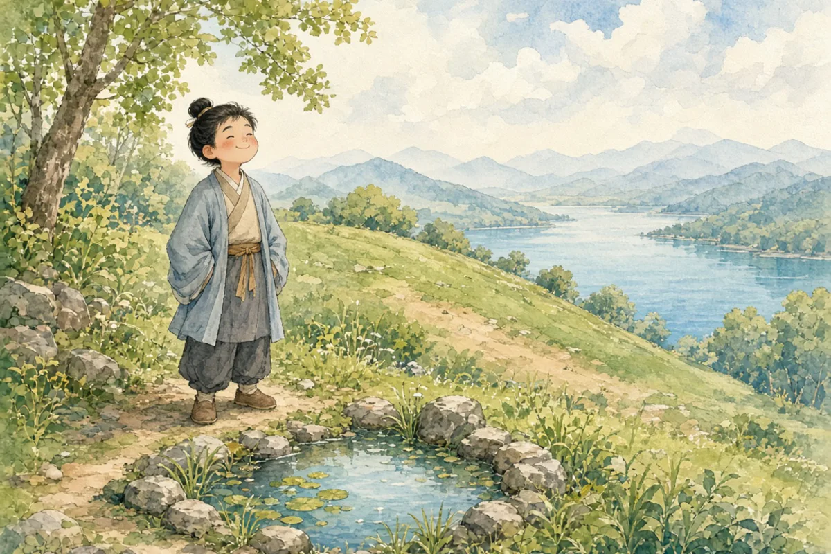 插画：夜郎自大，比喻见识少，却自以为很了不起