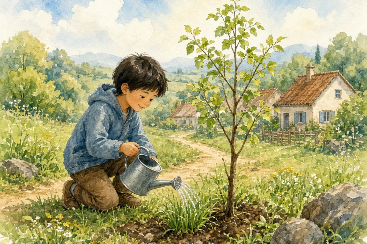 插画：一草一木，比喻细微的东西，也指家乡的景物