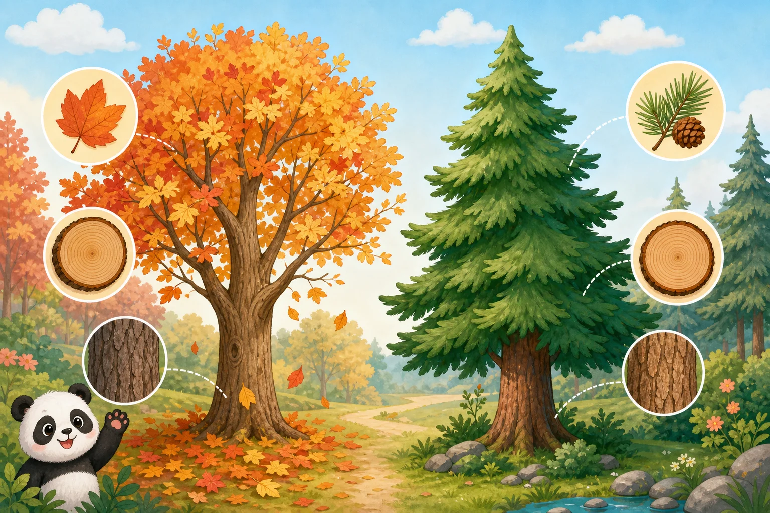 Deciduous and Evergreen Trees