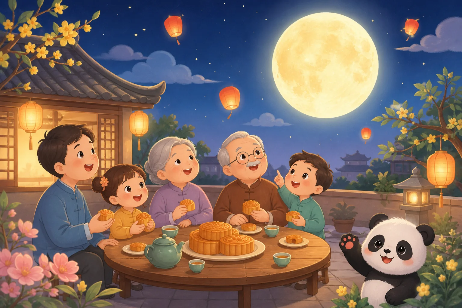 Enjoying the Mid-Autumn Moon
