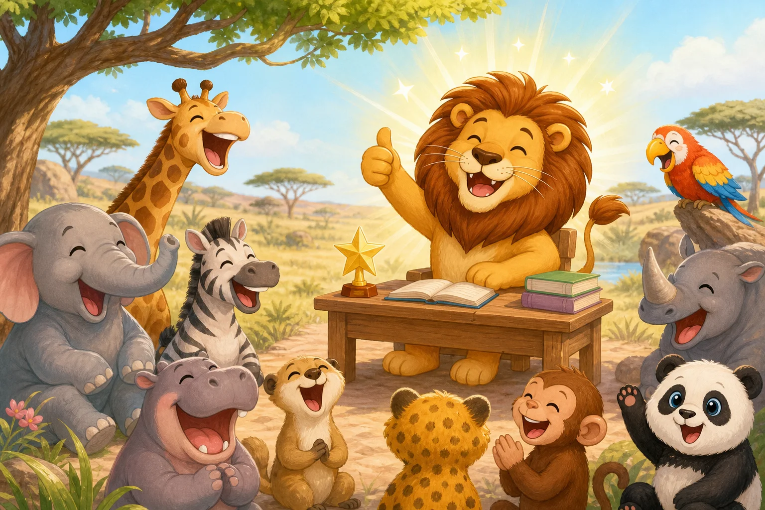 Lion Goes to School