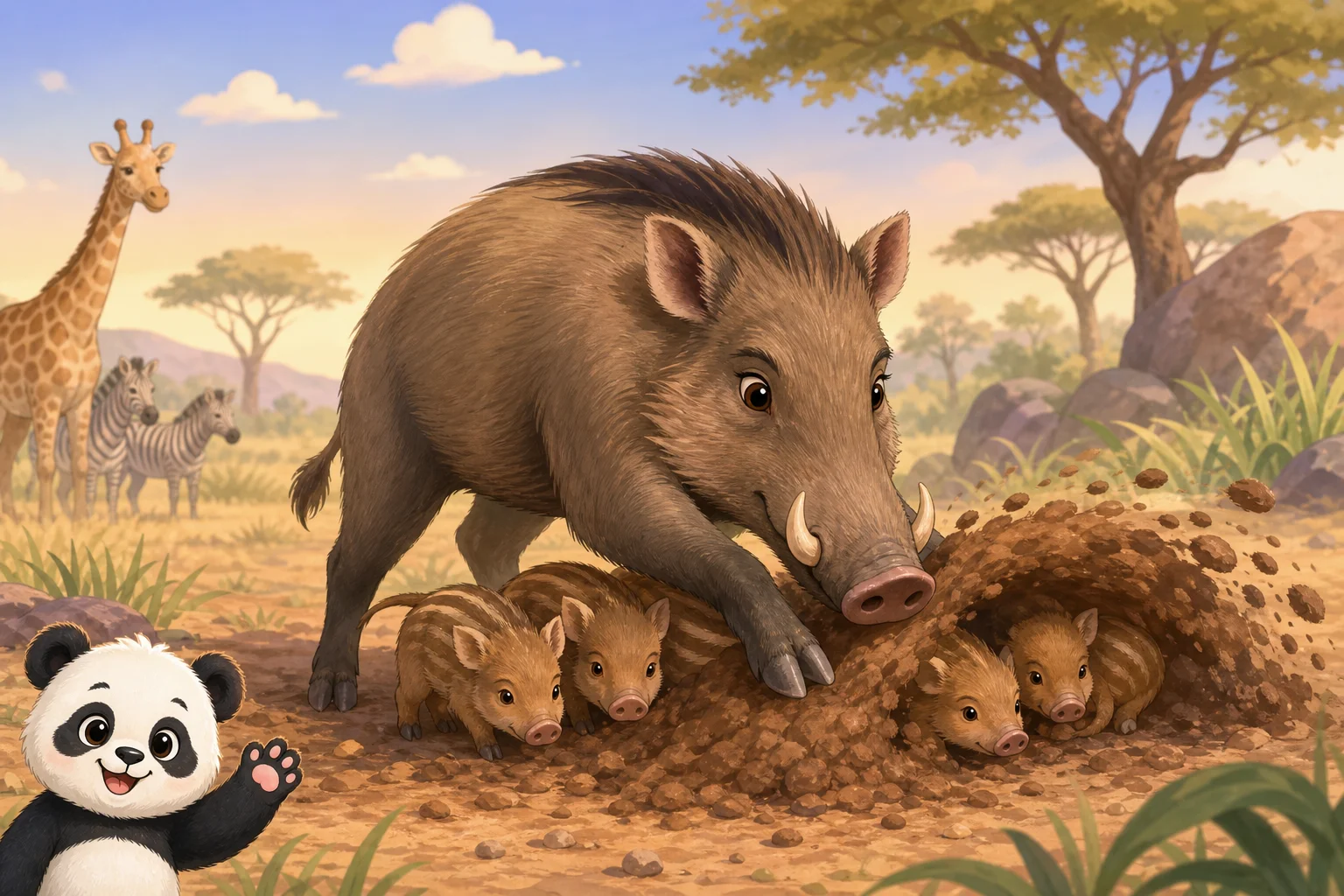 The Wild Boar Mother's Protection