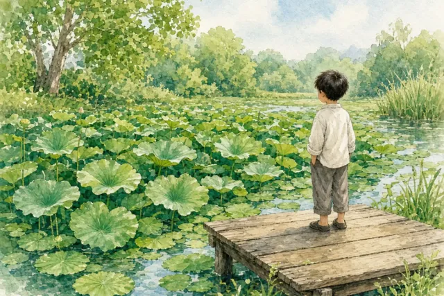 插画：碧绿碧绿，形容颜色非常绿