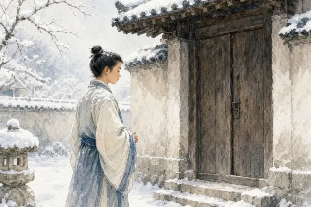 插画：程门立雪，比喻尊敬老师，诚心求教