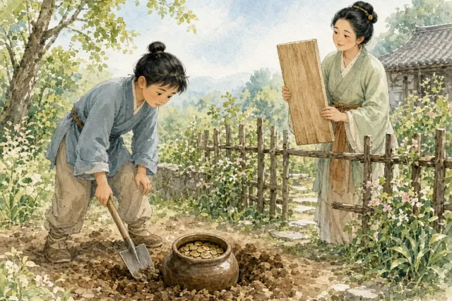 插画：此地无银三百两，比喻想要隐瞒，反而暴露了真相