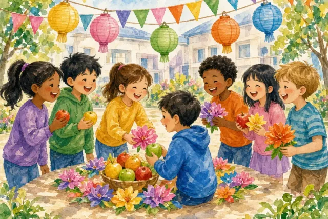插画：欢天喜地，形容非常欢喜