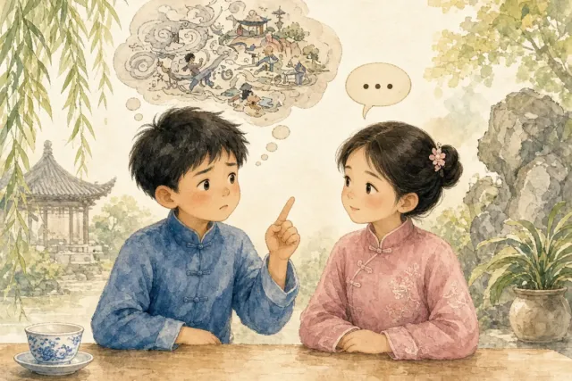 插画：三言两语，形容话说得很少