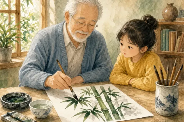插画：学而不厌，学习总不满足，不觉得厌烦