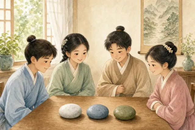插画：约法三章，比喻订立简明的条款，大家共同遵守