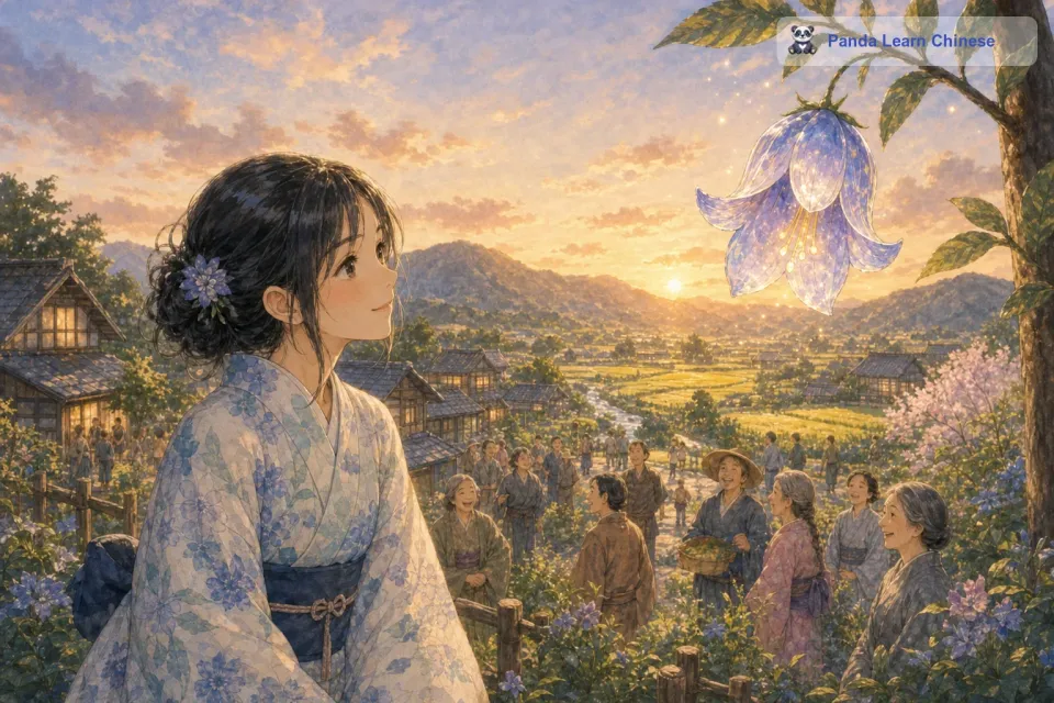 小镇因为这朵会唱歌的风铃花变得更加热闹和欢乐，人们也从风铃花身上学到了关爱和分享。而那朵风铃花，依然静静地站在小山坡上，用它的歌声给人们带来无尽的欢乐和温暖。