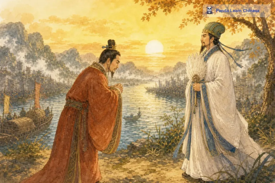 就这样，诸葛亮凭借着自己的智慧，不费吹灰之力就从曹军那里“借”来了十万多支箭。周瑜知道后，不得不佩服诸葛亮的神机妙算。