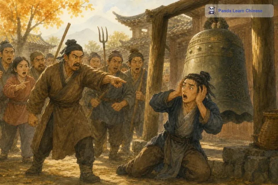 邻居们非常生气，他们一起冲上去，毫不费力地就把小偷抓住了。小偷这时候才恍然大悟，他知道自己做了一件多么愚蠢的事情。