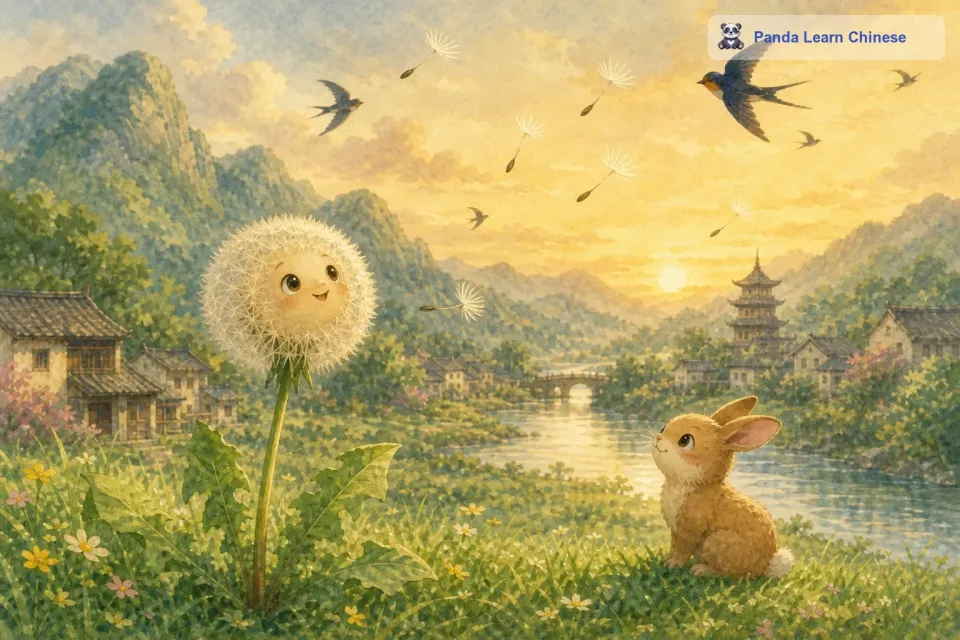 它渴望像鸟儿一样，去看看远方的世界，去探索未知的地方。它知道自己的种子很轻很轻，风一吹就会飘向远方。
