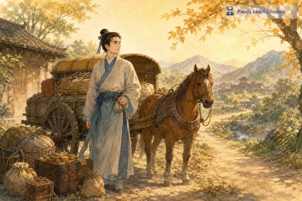 从前，有一个人想要到南方的楚国去。他准备了很多东西，找来了一辆马车，还带上了足够的盘缠。可是，他却做了一个非常奇怪的决定。