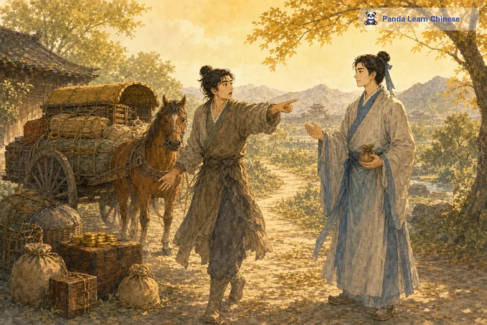他的朋友听了，着急地指着南方说：“可是你的方向错了呀，不管你的马有多快，朝着错误的方向走，只会离楚国越来越远啊。这个人却不以为然地摇摇头，又说：“我带了足够多的盘缠，走多远的路都不怕。