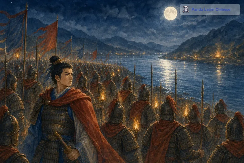 他命令士兵们在半夜的时候，悄悄地向井陉口进发。同时，他还让士兵们在河边背水列阵。这可让很多士兵心里都犯嘀咕，因为按照常理，背水可是兵家大忌啊，背后就是河，要是战败了连逃跑的路都没有。