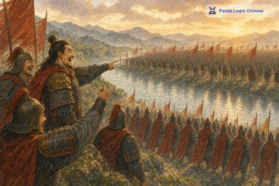 赵国的将领看到韩信的军队背水列阵，都觉得韩信不懂兵法，更加轻视韩信的军队了。战斗开始后，赵国的军队大举出动，想要一举消灭韩信的军队。