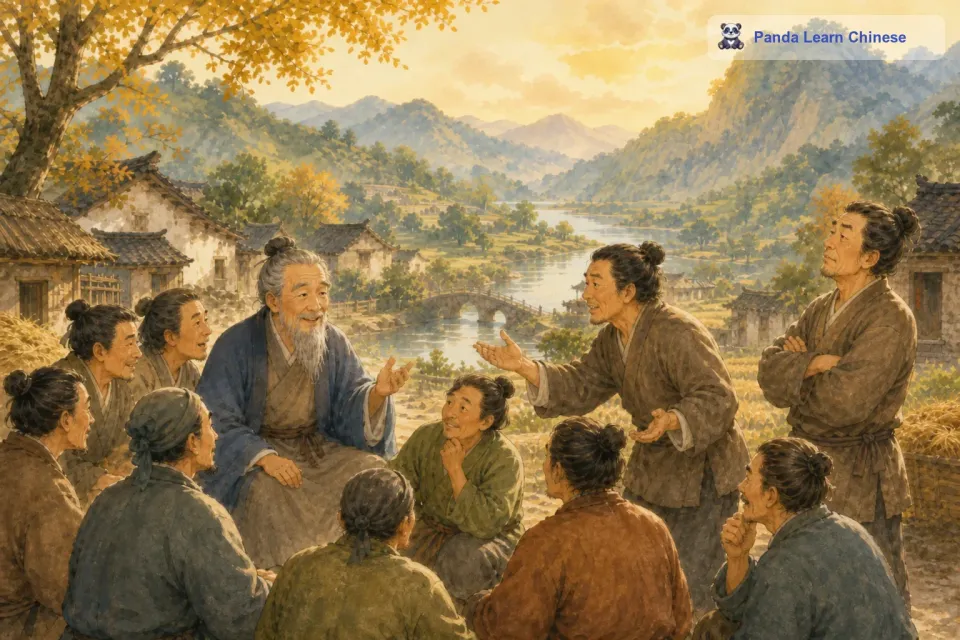 有一天，村子里决定要修建一个新的水井。智者把村民们都召集起来，大家你一言我一语地讨论着。