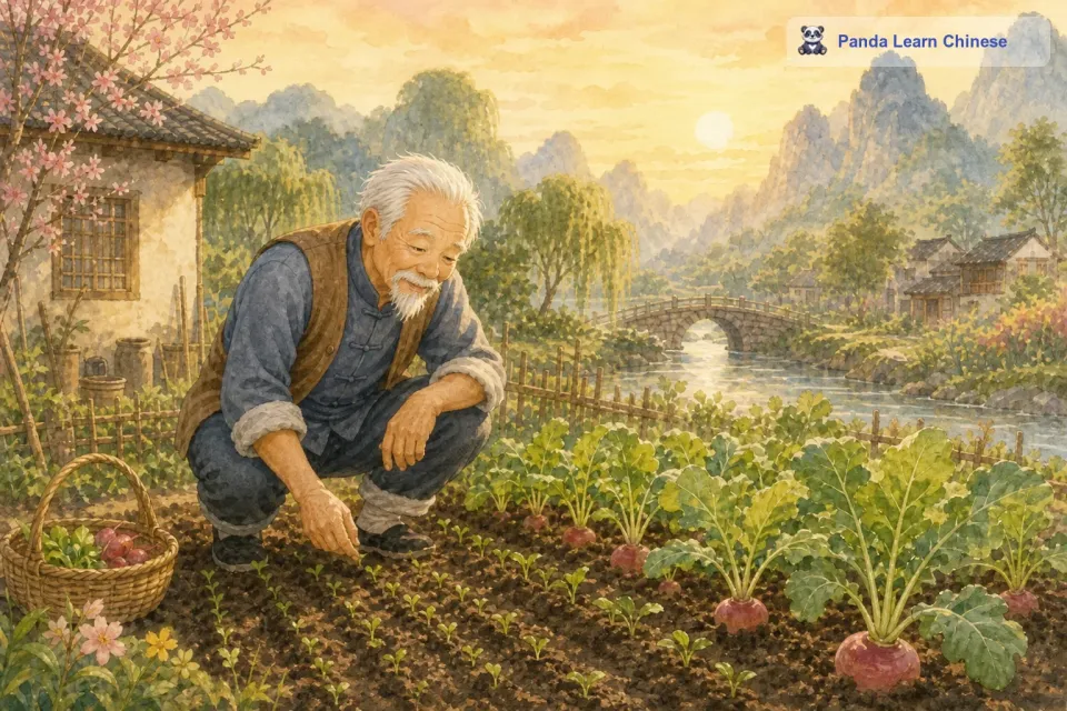 日子一天天过去，萝卜种子终于发芽了。嫩绿嫩绿的小芽从土里冒出来，就像一个个小脑袋在好奇地看着这个世界。老爷爷可高兴了，他每天都会蹲在萝卜苗旁边，仔细地看着它们，嘴里还念叨着：“小萝卜呀，小萝卜，你们要快快长大呀。小萝卜苗在老爷爷的悉心照料下，一天天地茁壮成长，叶子变得越来越大，越来越绿。