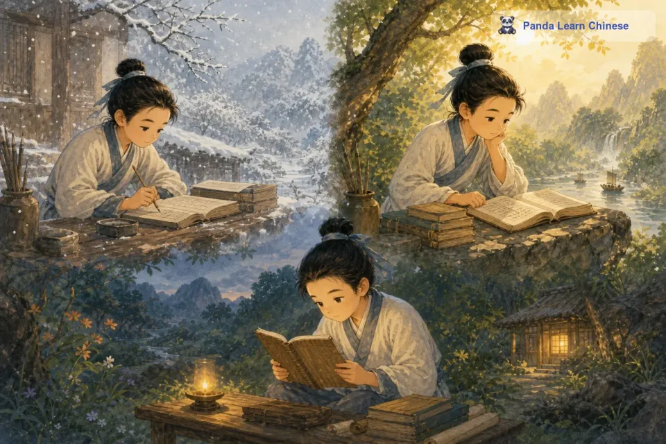 从那以后，李白就像变了一个人一样。他不再贪玩，每天都刻苦读书，认真学习。无论是寒冬腊月，还是盛夏酷暑，他都没有停止过学习。