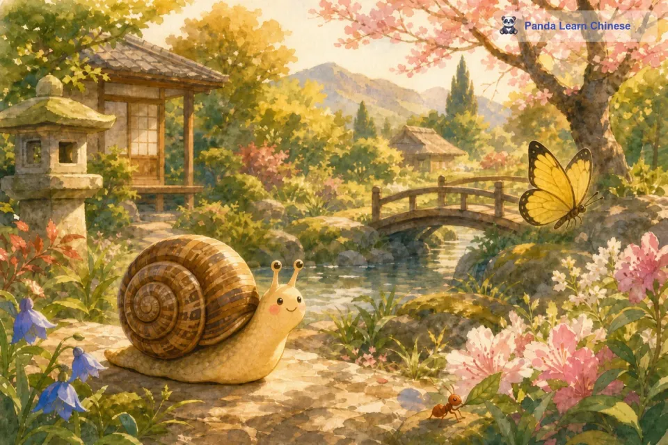 小蜗牛开始有些疑惑了，它发现其他小动物虽然没有像它这样永远背着的家，但是它们也能很快适应变化，并且依然过得很快乐。
