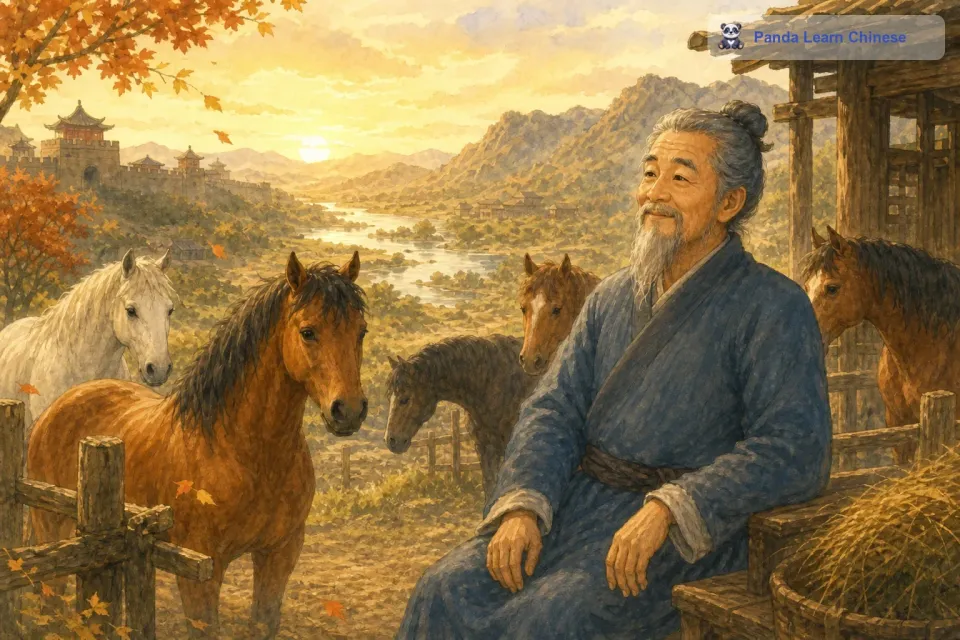 这个故事告诉我们，在生活中，好事和坏事是可以相互转化的，当我们遇到坏事的时候不要过于沮丧，遇到好事的时候也不要过于得意忘形，要保持一颗平常心。