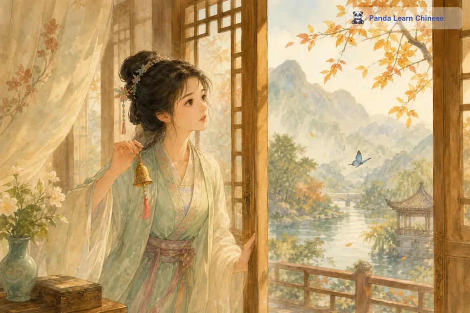 于是，她又轻轻地摇了摇铃铛。这时，她似乎听到了外面传来一阵轻微的动静。