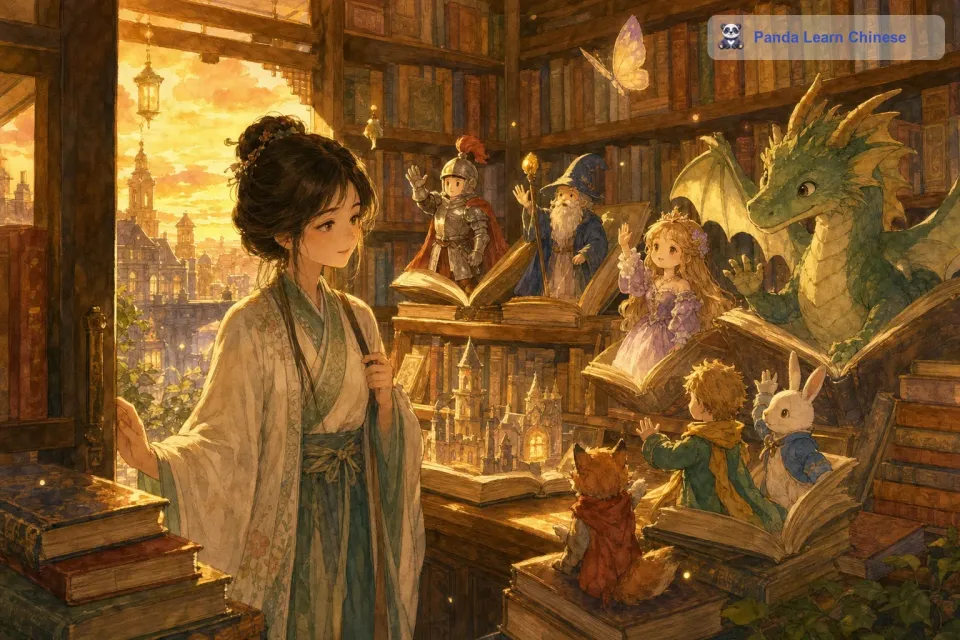 我们必须回去了，小姑娘。不过只要你再来这里，我们还会出来和你一起玩的。小人对莉莉说道。莉莉有些不舍，但她知道这是必须的。从那以后，莉莉经常来到这家魔法书店，每次都有新的冒险和惊喜等待着她。
