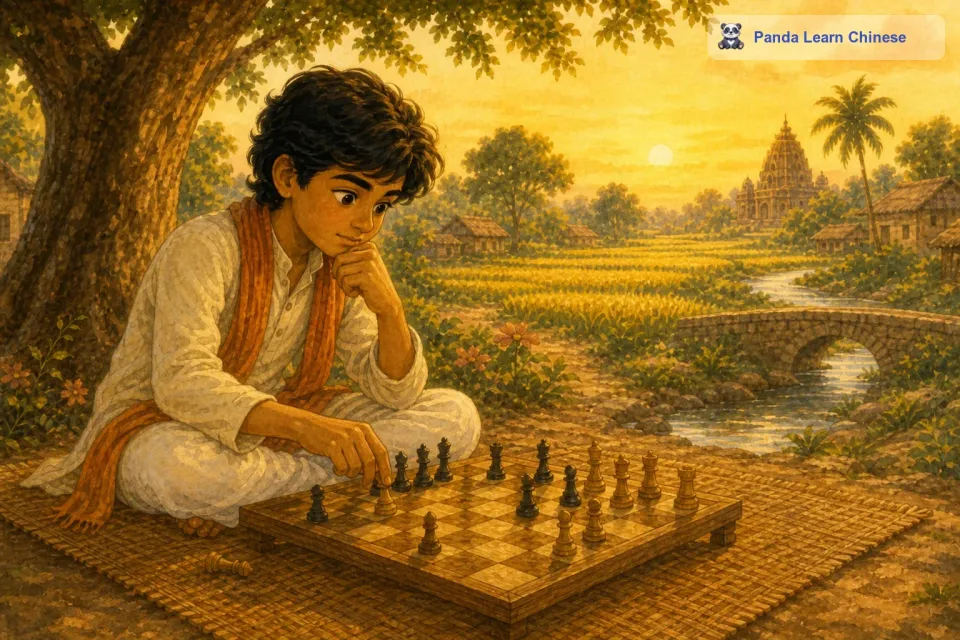 他们开始下棋，拉朱发现这个棋盘和他们平时下的棋有些不同。每走一步，他都感觉自己好像进入了一个小小的战场，需要思考更多的策略。他不能仅仅想着如何吃掉对方的棋子，还得考虑如何布局，如何防御。