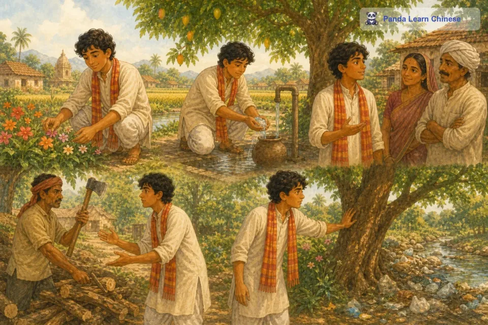 比如，不要随意践踏花草，节约每一滴水，还有，告诉你们的爸爸妈妈，不要砍伐太多的树木。如果看到有人破坏大自然，要勇敢地去制止。