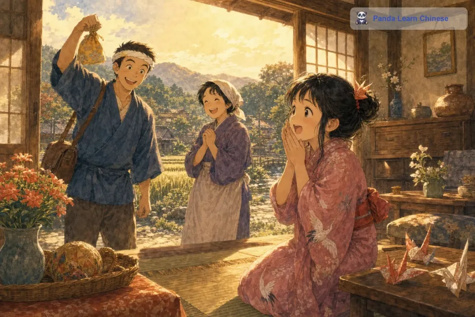 当小和睁开眼睛的时候，她仿佛看到了一道温暖的光笼罩着自己。回到家后，她惊喜地发现，家里发生了神奇的变化。父亲在镇上找到了一份轻松且报酬丰厚的工作，母亲的身体也变得更加健康，家里的房子也变得焕然一新，充满了温馨的气息。