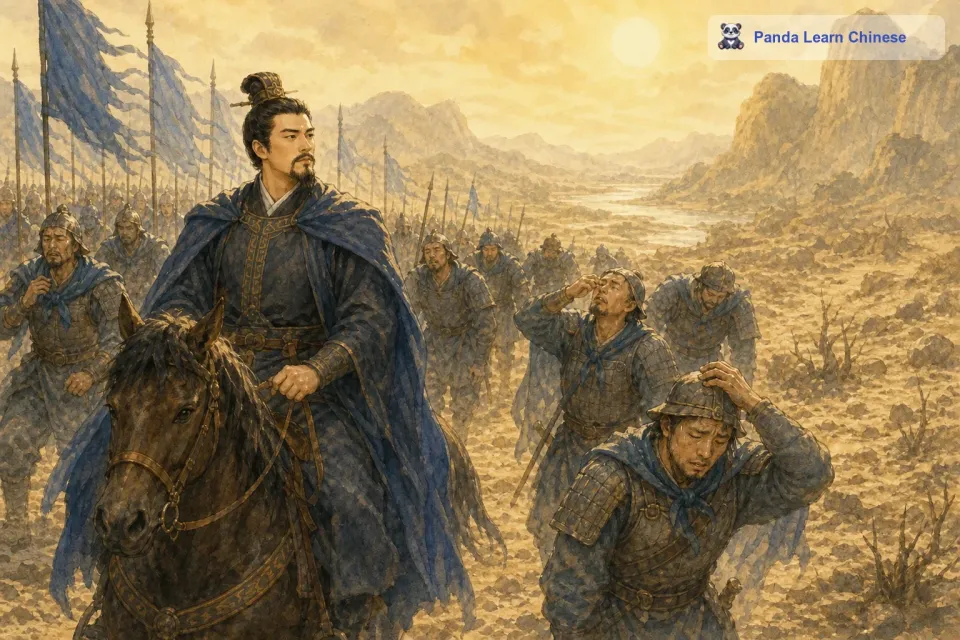 士兵们都非常口渴，因为他们已经走了很久很久，而且周围找不到水源。