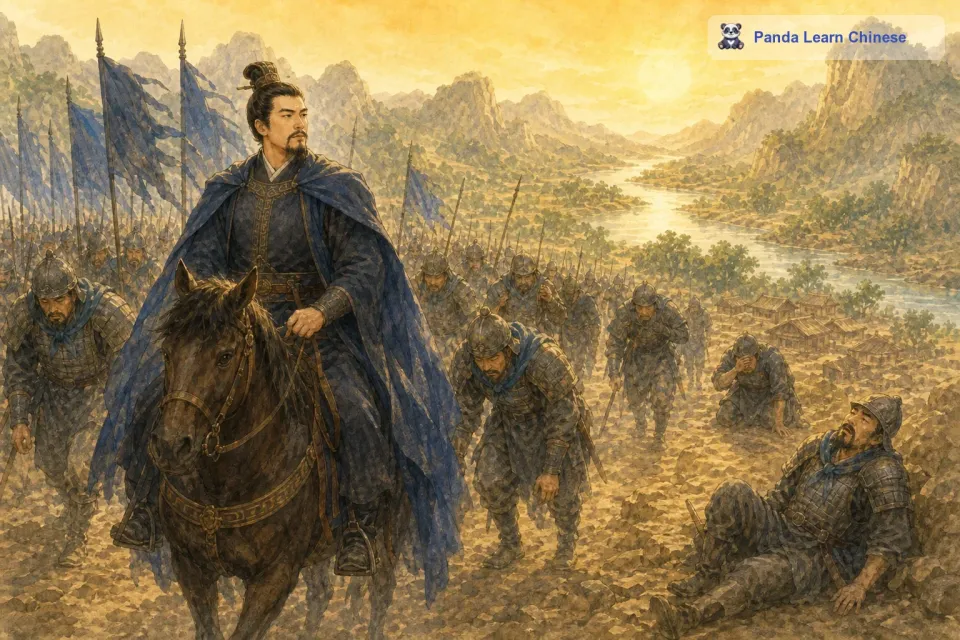 士兵们一个个都无精打采的，脚步越来越沉重。他们又累又渴，有的甚至开始走不动路了。