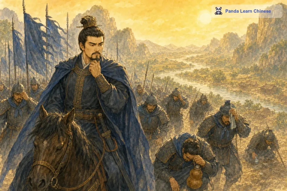 曹操看到这种情况，心里很着急，他知道如果士兵们继续这样下去，可能就无法到达目的地了。