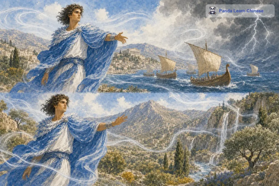 老六奥斯特负责海上的气流。他可以让平静的海面泛起微微的涟漪，也能在风暴来临时，控制海风的强度，保护海上的船只。老七福玻斯掌管着山谷间的气流。他在山谷中穿梭，让山谷里的风声成为一种美妙的乐章，同时也调节着山谷中的气温。