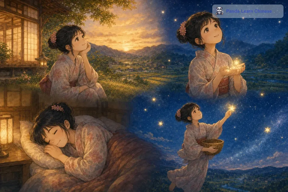 她常常想，如果能把星星收集起来做成项链，那该有多好啊。有一天晚上，美穗做了一个神奇的梦。