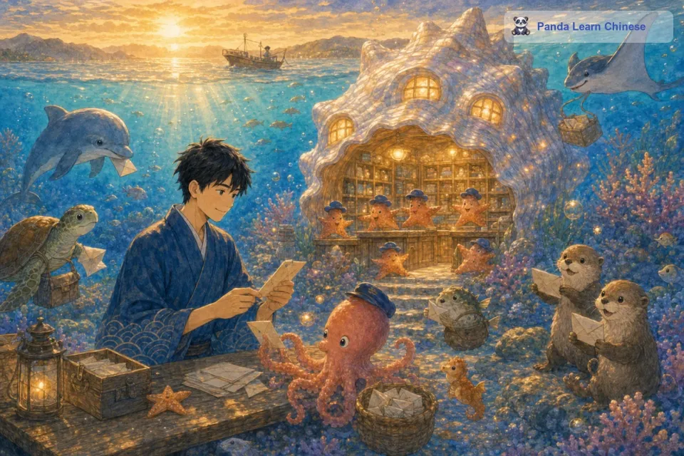从那以后，海星邮局的名声在海底世界传开了。越来越多的小动物带着自己的心愿来到这里，而小男孩也一直在海面上默默地帮助它们实现心愿。海底世界因为海星邮局充满了希望和温暖。
