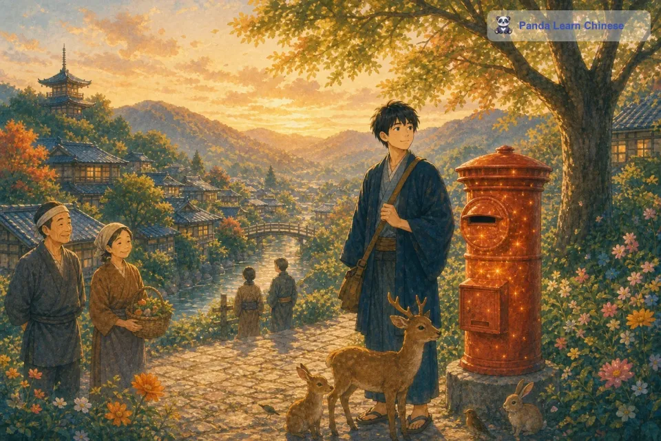 随着时间的推移，小镇变得越来越美好。人们都知道了这个神奇的星光邮筒，但是大家都很爱护它，没有一个人去破坏它或者打扰它的“工作”。