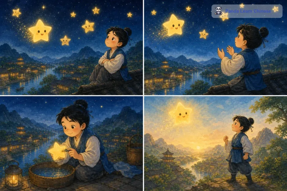 其他星星都觉得它的想法很奇怪，它们告诉小星星，星星就应该在天空好好待着，不要有那些不切实际的想法。但是小星星并没有放弃自己的梦想，它每天都在努力让自己变得更亮，它觉得这样或许有一天就能离地球更近一点。