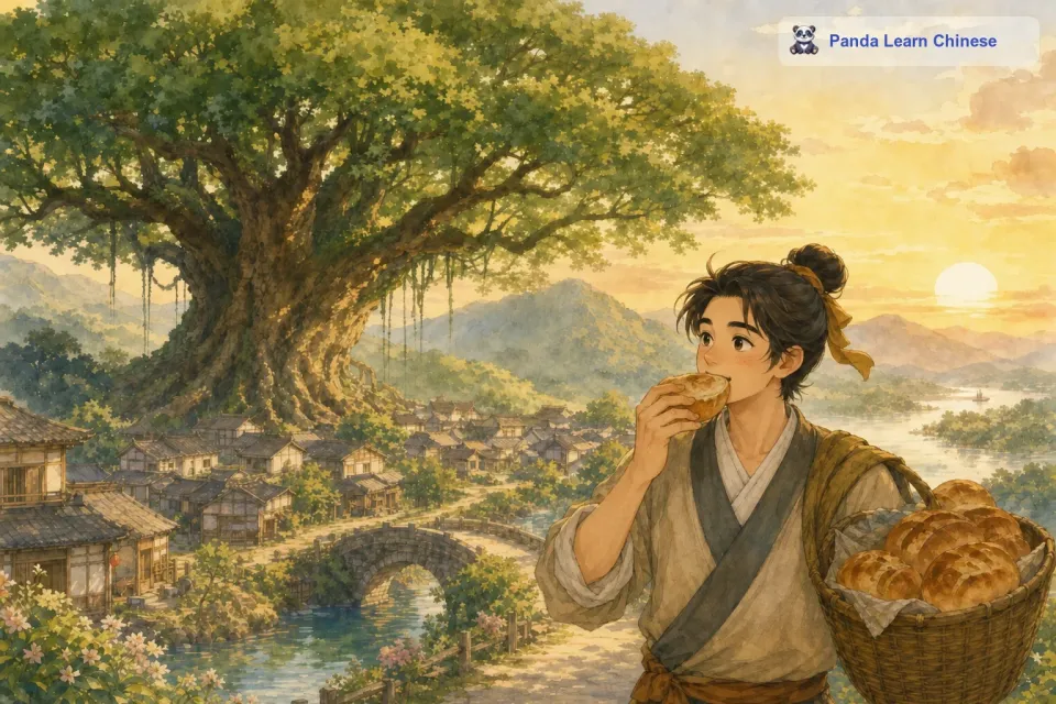 有一个胆大的村民忍不住摘下一个果实尝了尝。他发现这个果实的口感就像刚出炉的面包一样松软可口，而且非常饱腹。