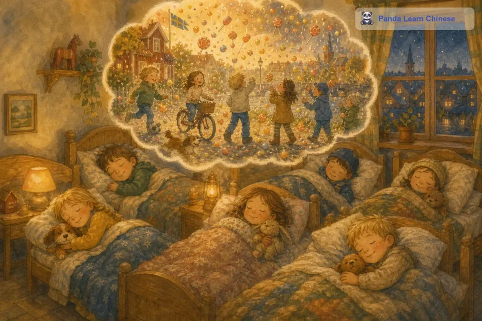 大家都知道，这是一场特别的雨，是一场充满了甜蜜和欢乐的雨。这场糖果雨会成为小镇人们心中永远美好的回忆，每当孩子们晚上睡觉前，都会想象着下一次 糖果雨到来时的情景，带着甜甜的笑容进入梦乡。