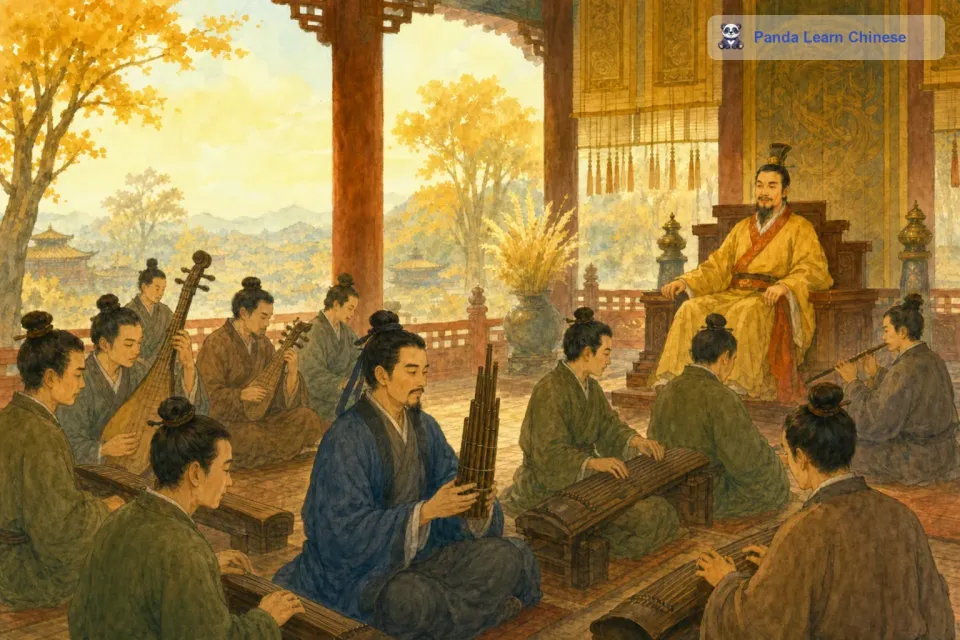 当乐队招人时，他就混在那些真正会吹竽的乐师中间，假装自己也很会吹。因为乐队里的人太多了，齐宣王也没有一个一个地去检查他们是否真的会吹竽，就这样，南郭先生成功地混进了乐队。