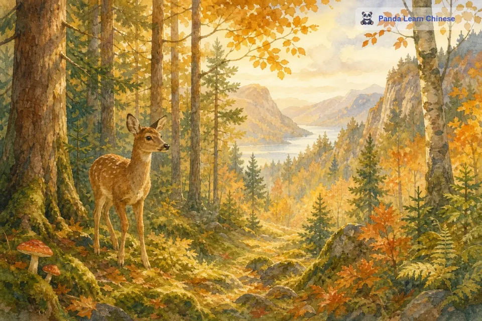 在挪威的一个遥远的地方，有一个美丽而神秘的大森林。在这个森林的深处，发生了一个动人的故事。有一天，一只小鹿在森林里觅食的时候，听到了一阵微弱的婴儿啼哭声。