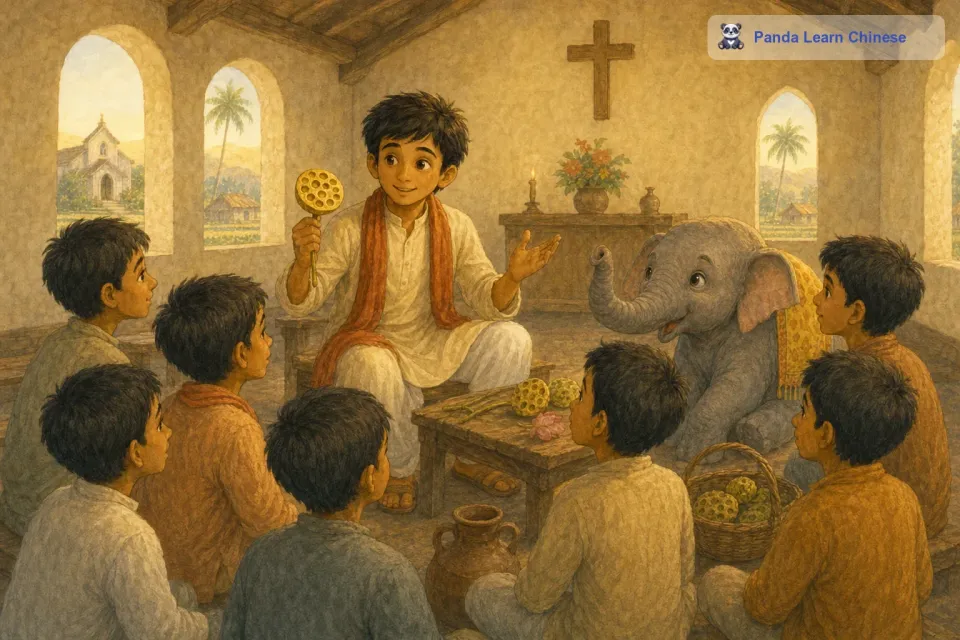 随着时间的推移，阿米尔渐渐长大了。他依然在莲蓬教会里坚持着自己的信仰，并且不断地为教会的发展而努力奋斗。他还在教会里开设了一个小课堂，给村里的孩子们讲述关于坚持和奋斗的故事，当然，金色莲蓬的故事永远是他讲述的重点。他希望通过这些故事，能够让更多的孩子懂得，无论面对什么样的困难，只要坚持和奋斗，就一定能够迎来美好的未来。
