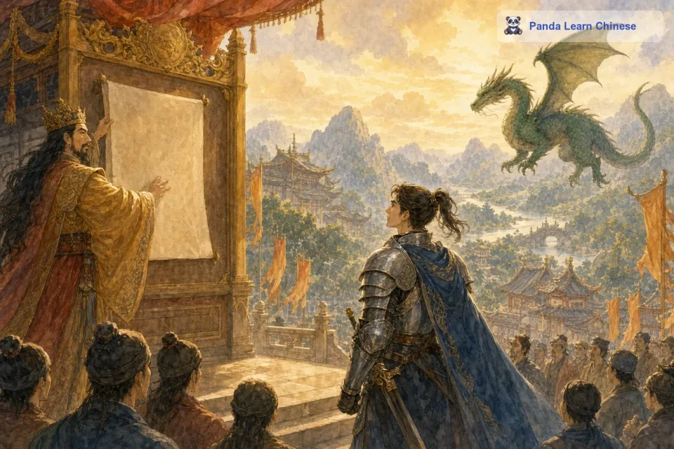 国王非常着急，他贴出告示，谁要是能救出公主，就会得到丰厚的赏赐。有一位勇敢的骑士，他从小就有着无比的勇气和高强的武艺。看到告示后，他毫不犹豫地决定踏上拯救公主的征程。