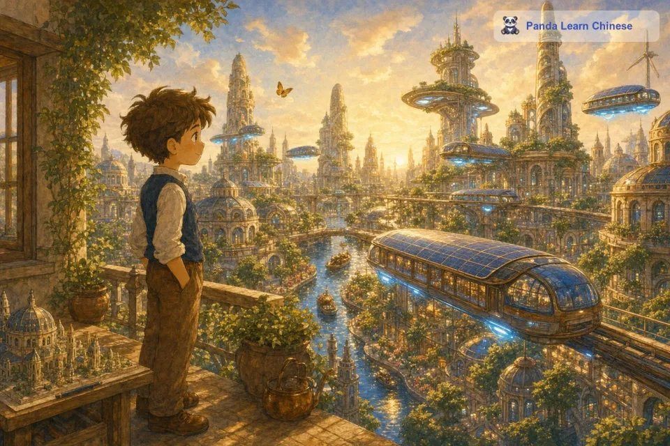 在皮埃尔的城市里，交通也非常便利。他设计了独特的悬浮列车，可以快速地把人们送到城市的任何一个角落。而且，为了环保，这些列车都是靠太阳能运行的。