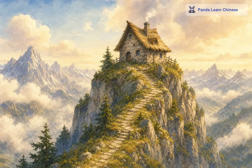 在德国的一个偏远山区，有一座高耸入云的山峰。在那山峰的顶端，有一座小小的屋子。这座屋子看起来有些年头了，墙壁是用石头堆砌而成的，屋顶的茅草有些许的凌乱，但是却给人一种神秘的感觉。