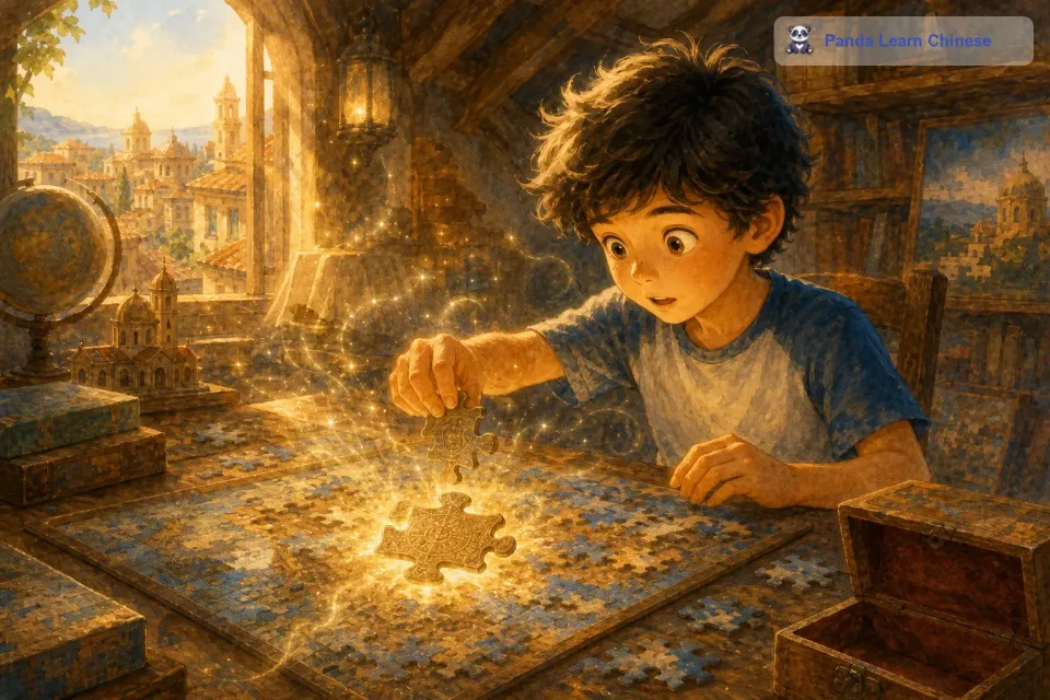 托尼对这块拼图充满了好奇，他坐在自己的小桌子前开始拼这块拼图。当他把第一块拼图放上去的时候，突然感觉到一股微弱的电流传遍全身，他吓了一跳，但并没有停止。随着他拼的拼图越来越多，周围的空气似乎开始闪烁起来，仿佛有一股神秘的力量在觉醒。