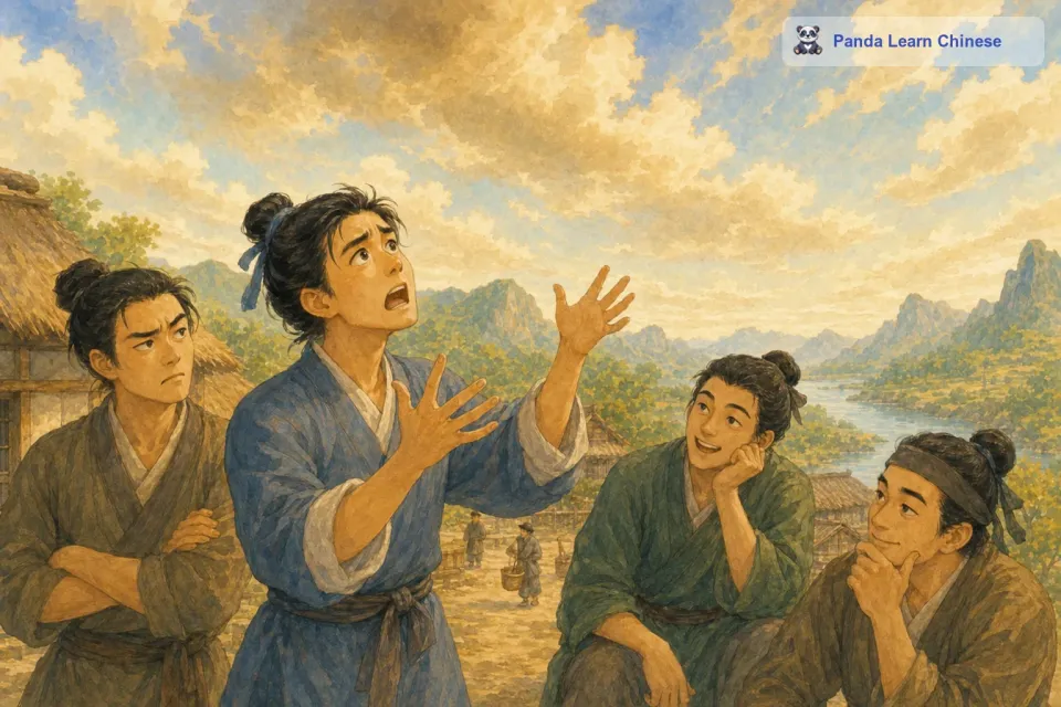 可是他却对朋友们说：“天如果塌下来，我们都会被压死的呀。朋友们听了觉得又好气又好笑。